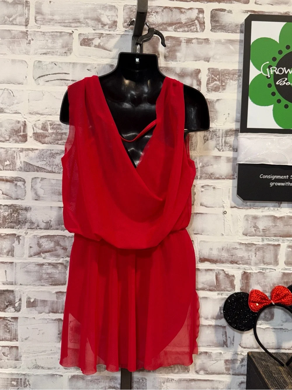 balera Red Sleeveless Ruched Mini Dress MC medium child